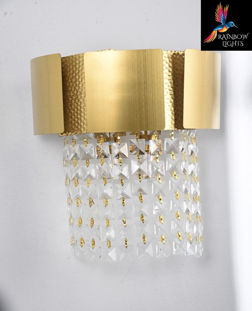 Italian Style Crystal Tassel Golden Wall Sconce With Round Mount