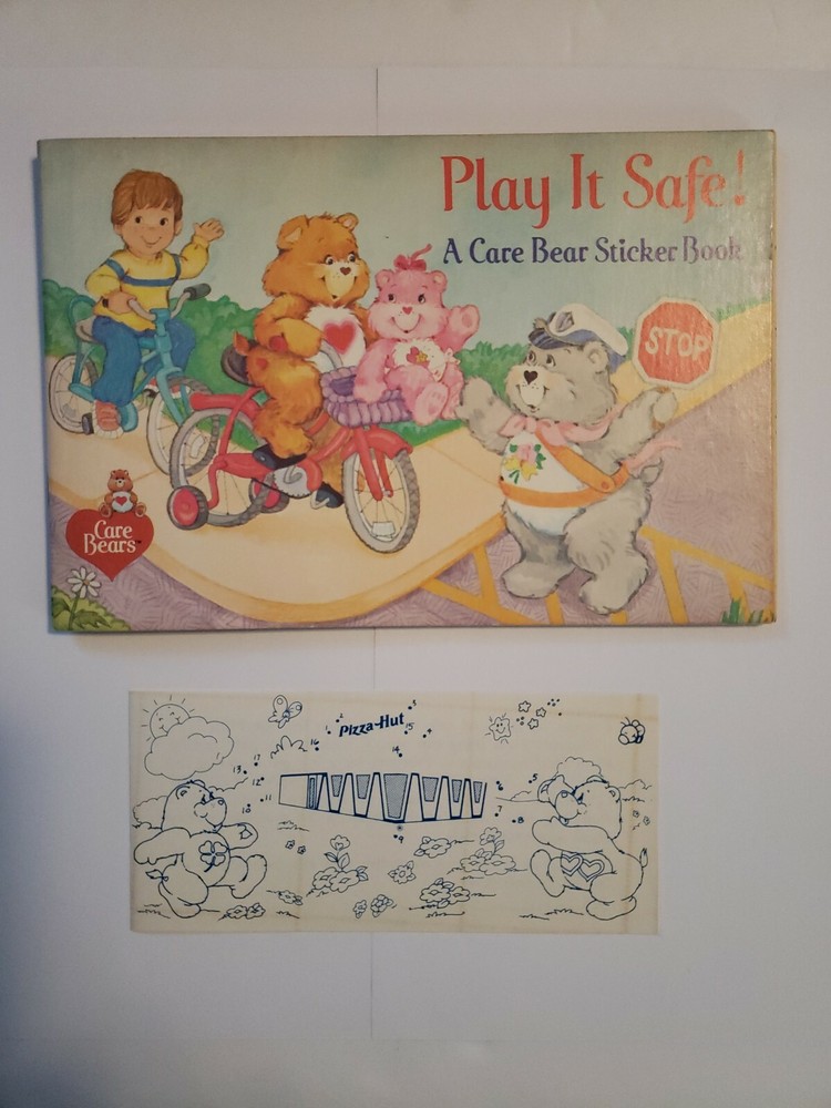 Vintage Care Bears Sticker Book Play It Safe Bonus Coupon Pizza Hut 1984 Unused-image