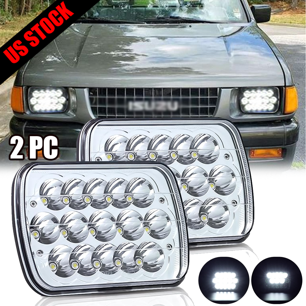For Isuzu Pickup I-Mark Pair 7X6 5X7 Inch LED Headlights Chrome Hi-Lo Beam DOT