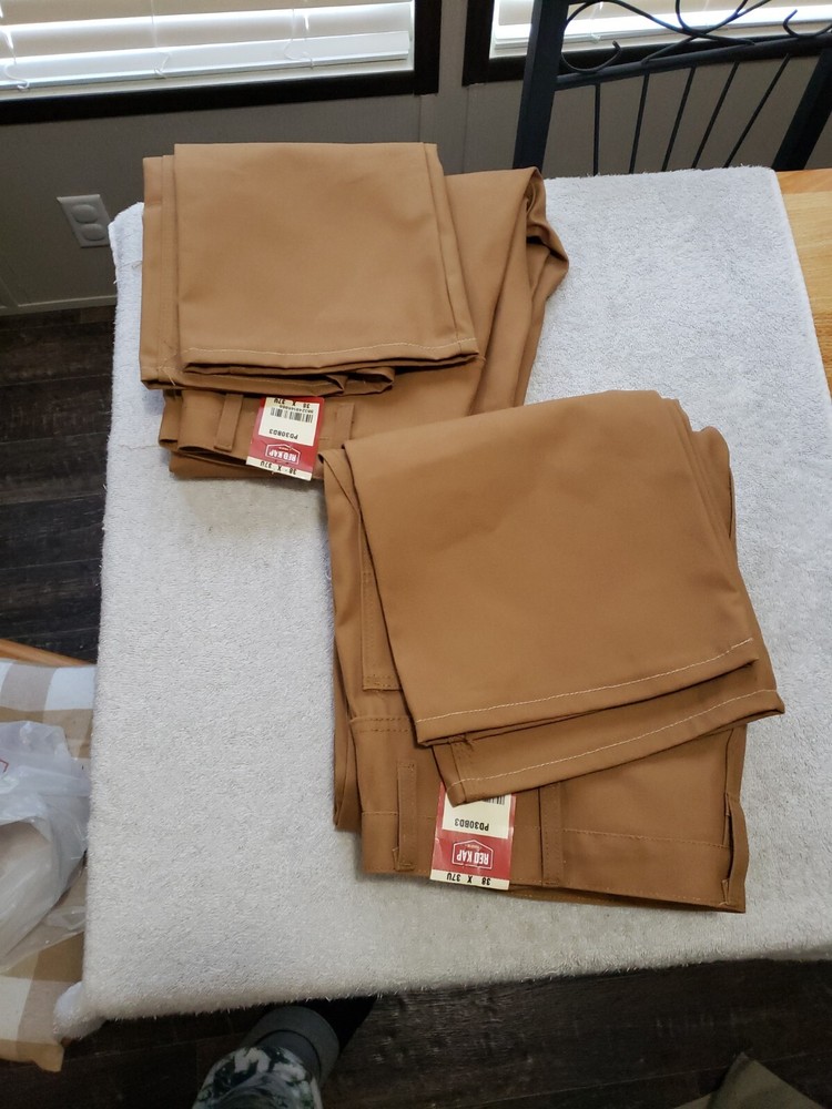 2  Red Kap Pants Men 38X32  Brown Canvas Chino  Carpenter Style 2 Pairs