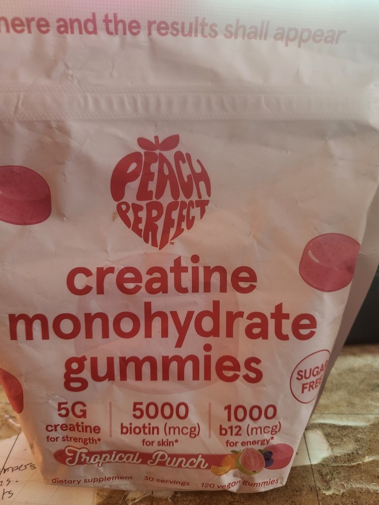 7/27 Peach Perfect Creatine Monohydrate Gummies, Creatine for Women, 5g Vegan