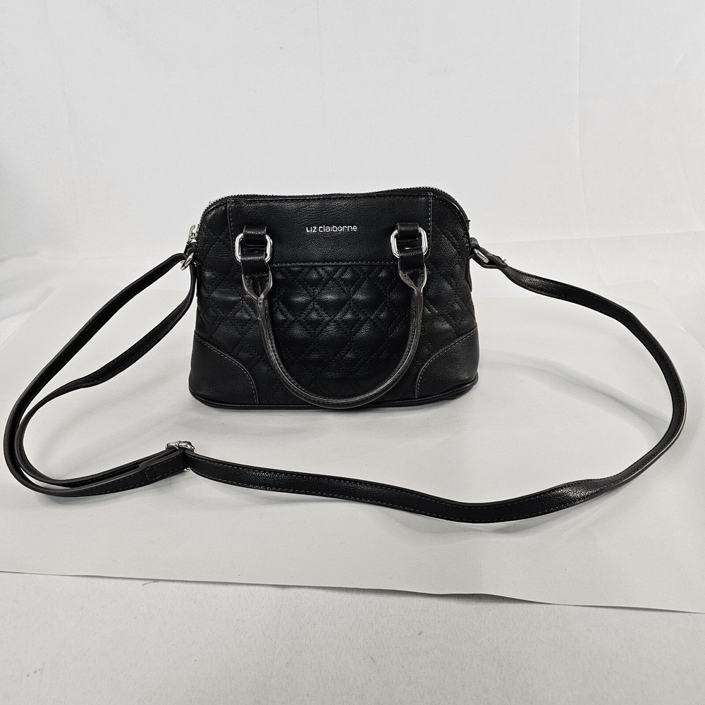 Liz Claiborne Shoulder Bag Textured Black Leather 10
