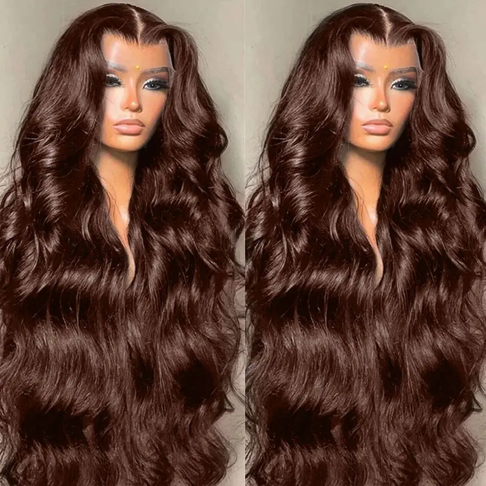 Chocolate Brown Body Wave HD Lace Front Wig Brazilian Human Hair Glueless