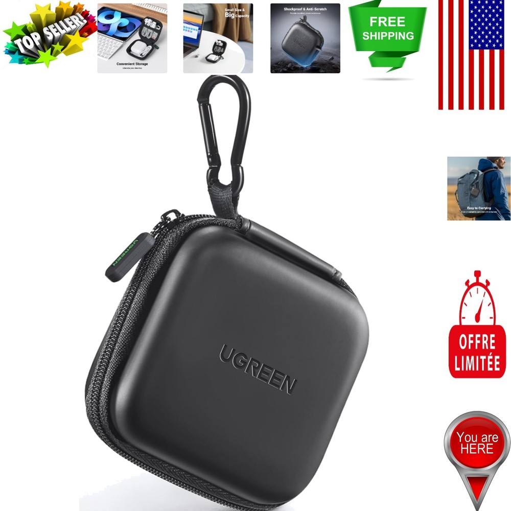 Compact Waterproof Earphone Case for All Earbuds – Stylish Black Design