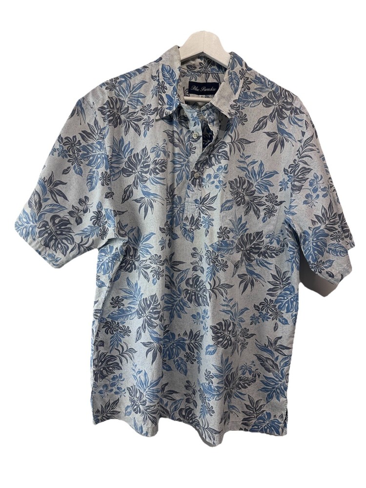 Blue Paradise Men’s XL Cotton Camp Style Shirt Blue Tropical Vacation
