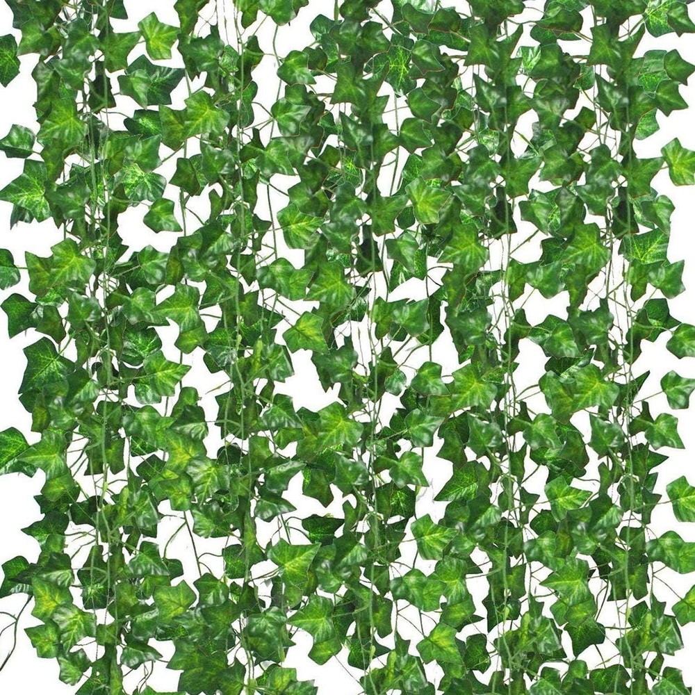 Artificial Ivy Vines 12pk Hanging Plants & Clips Faux Greenery Room Wall Decor