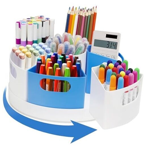 Rotating Art Supply Storage Organizer for Kids, Crayon Marker Organizer and