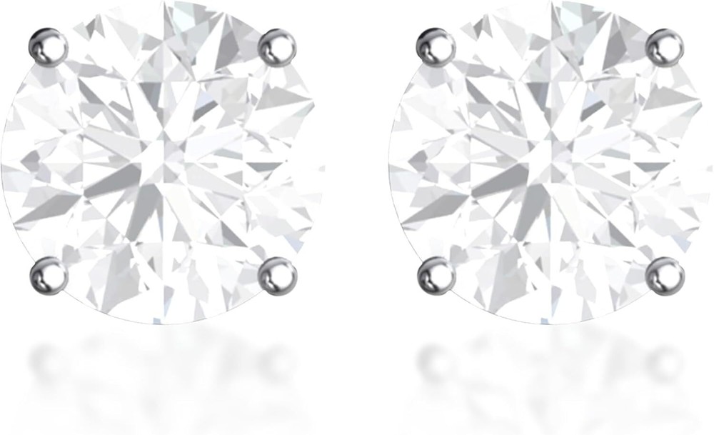 5mm Round Cubic Zirconia Stud Earrings in 925 Sterling Silver for Women