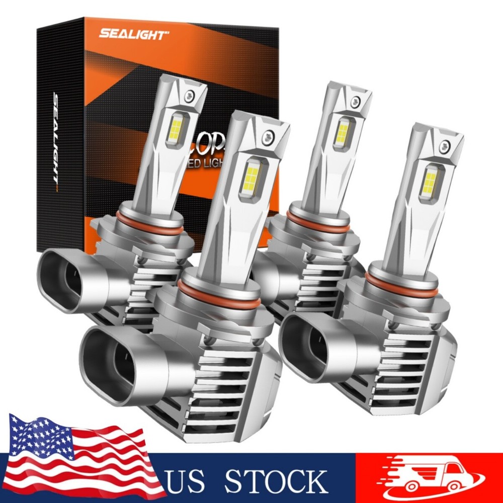 4xSEALIGHT 9005 9006 LED Headlight Kit Bulb Hi/Low Beam Super Bright White 200W