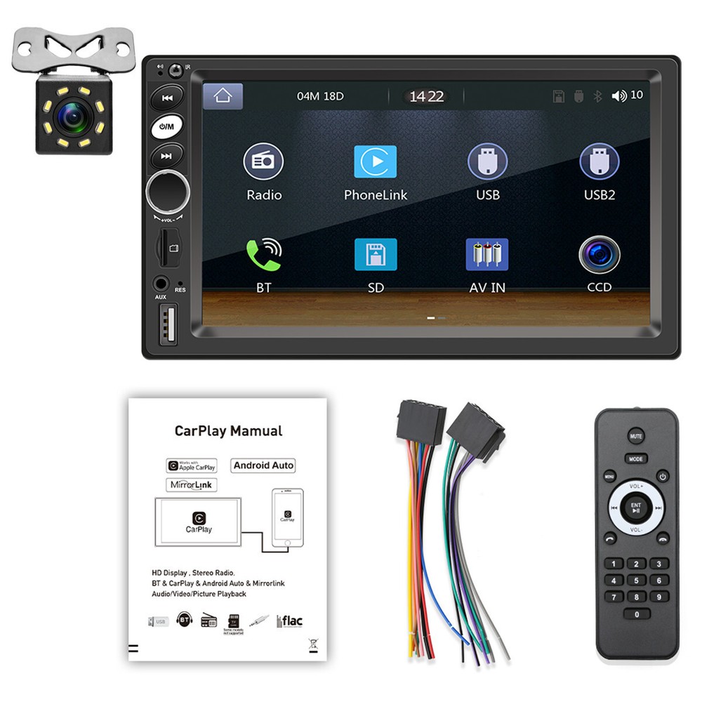 Double Din MP5 Touchscreen Car Stereo with Bluetooth FM Radio USB Mirror Link