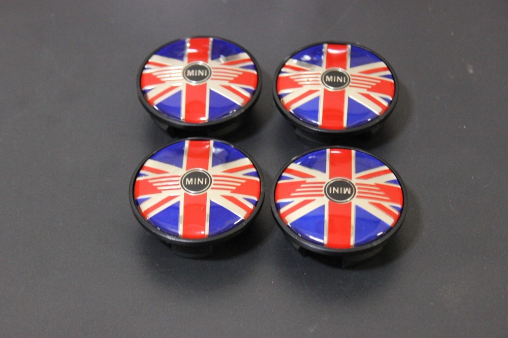 02-16 R53 R56 R50 R52 R60 R61 R55 MINI Cooper Logo Wheel Center Caps UNION JACK