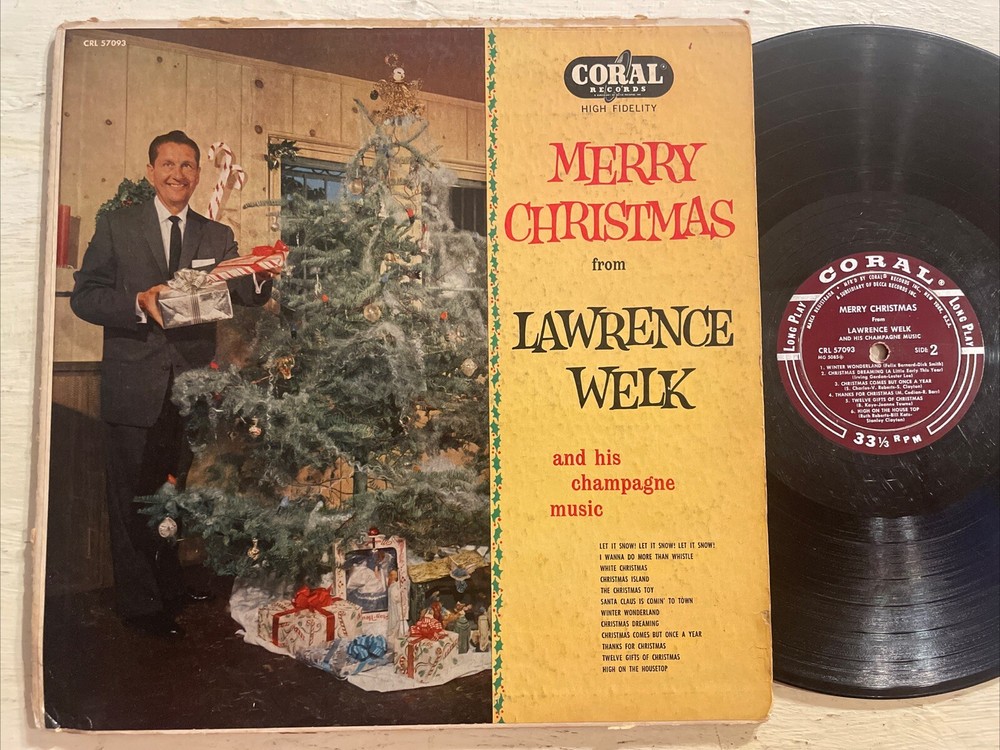 Lawrence Welk Merry Christmas LP Coral Mono Holiday GD