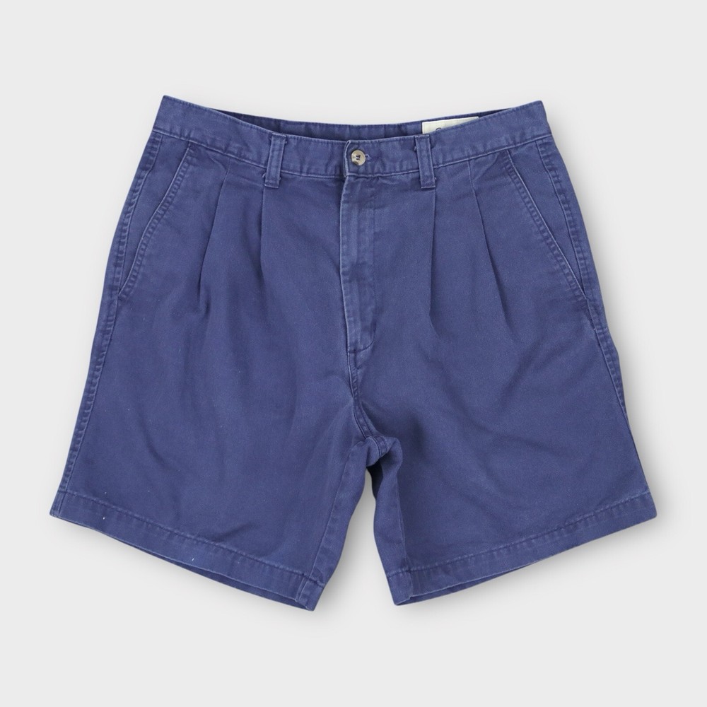 Eddie Bauer Men’s Chino Pleated Shorts Size 33 Navy Cotton 7” Inseam