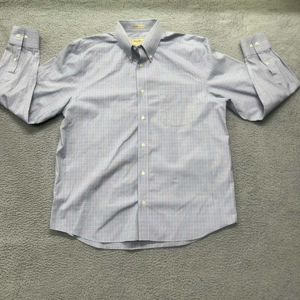 VTG Eddie Bauer Button Down Shirt Mens Xtra Large Micro Check Plaid