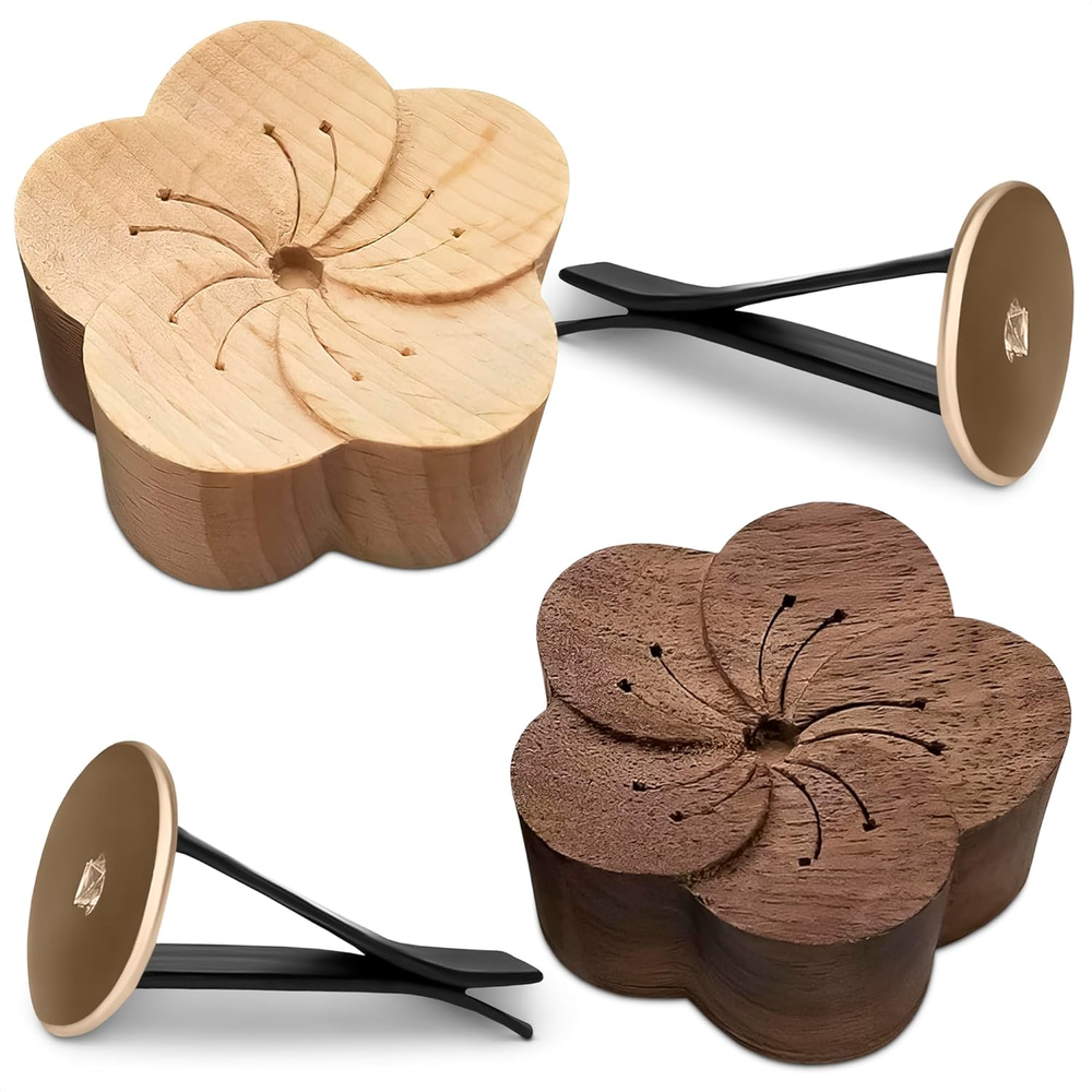 2Pcs Wood Flower Car Air Freshener Diffuser - Car Diffusers for Essential Oil...