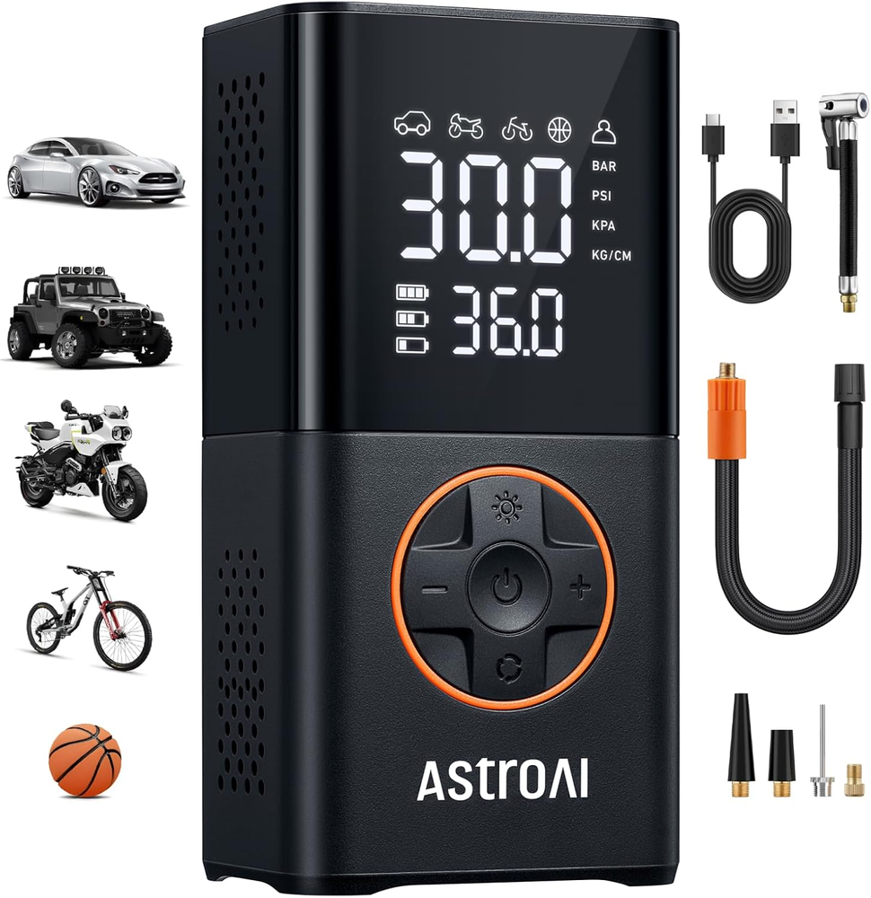 Cordless 150 PSI Tire Inflator, Digital Mini Air Pump for Car, Bike & Ball
