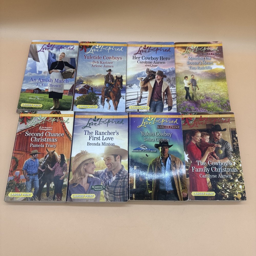 Harlequin Love Inspired 8-Book Lot Holiday Romance Cowboys Large Print Christmas