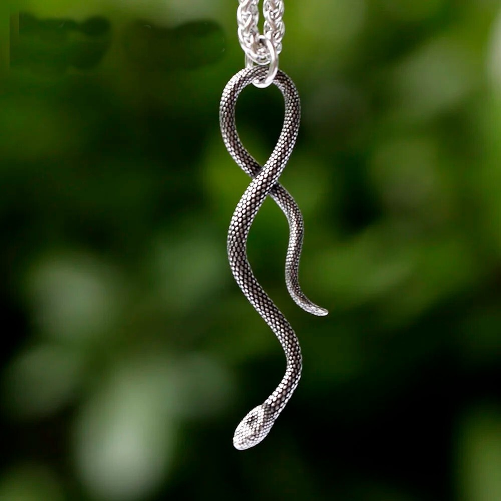 Gothic Snake Pendant Necklaces Animal Stainless Steel Men Women Amulet Jewelry