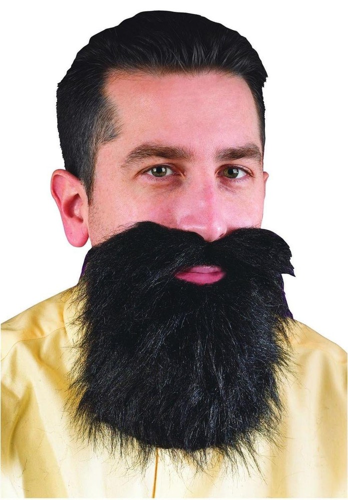 Black Mustache & Long Beard Costume Accessory One Size