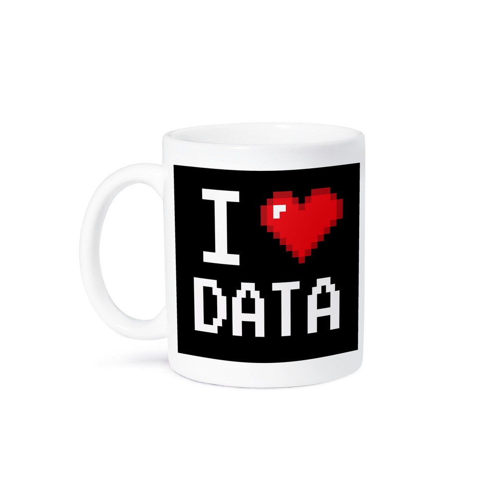 3dRose, Geeky Old School Pixelated Pixels 8-Bit I Heart I Love Data, Mug