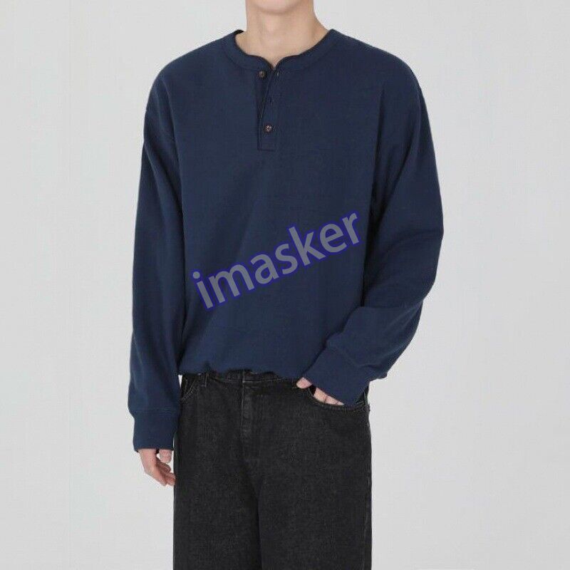 Korean Style Mens Knit Knitwear Sweaters Pullover Button Casual Spring Loose Fit
