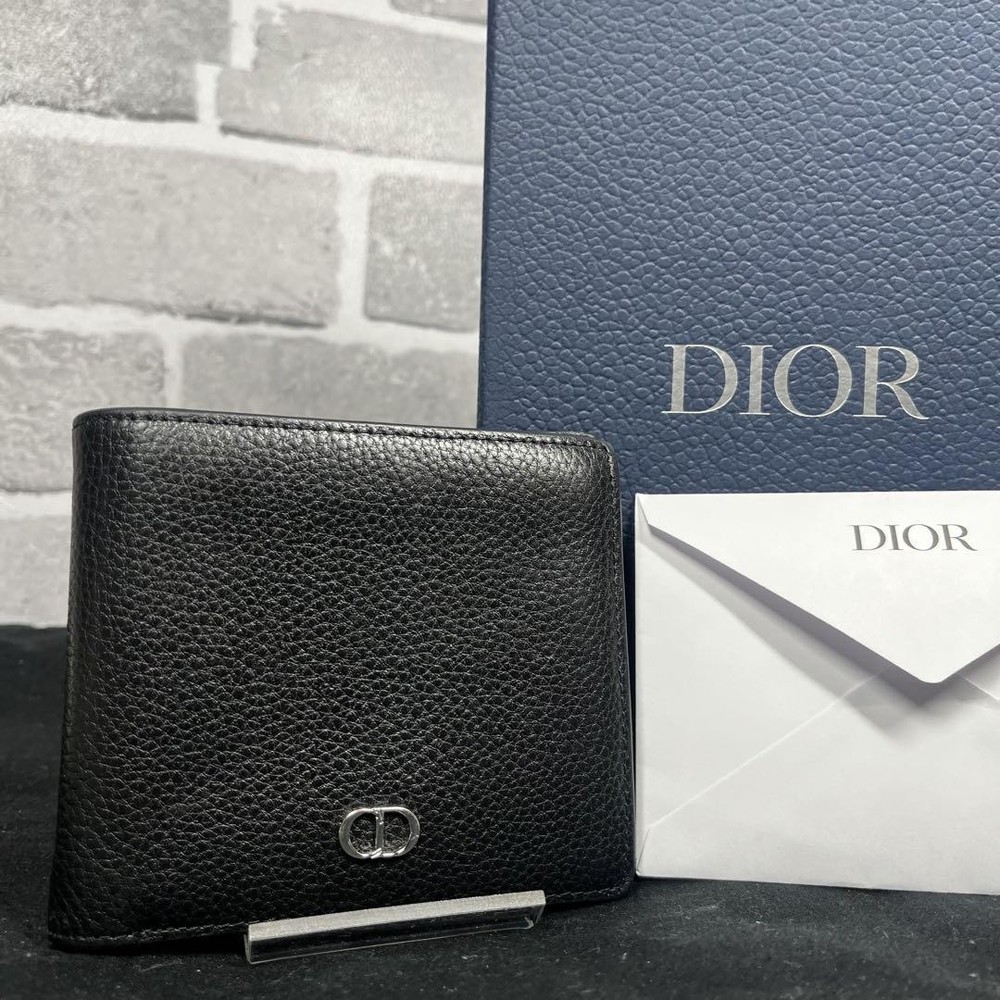 Christian Dior CD Logo Men’s Bi-Fold Wallet Silver Metal Fittings