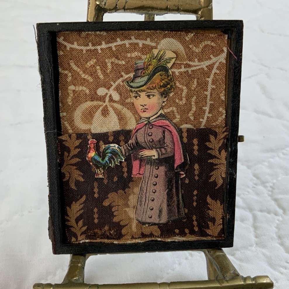 Vintage Antique Victorian Die Cut Ephemera Framed, Union Case, Victorian Lady