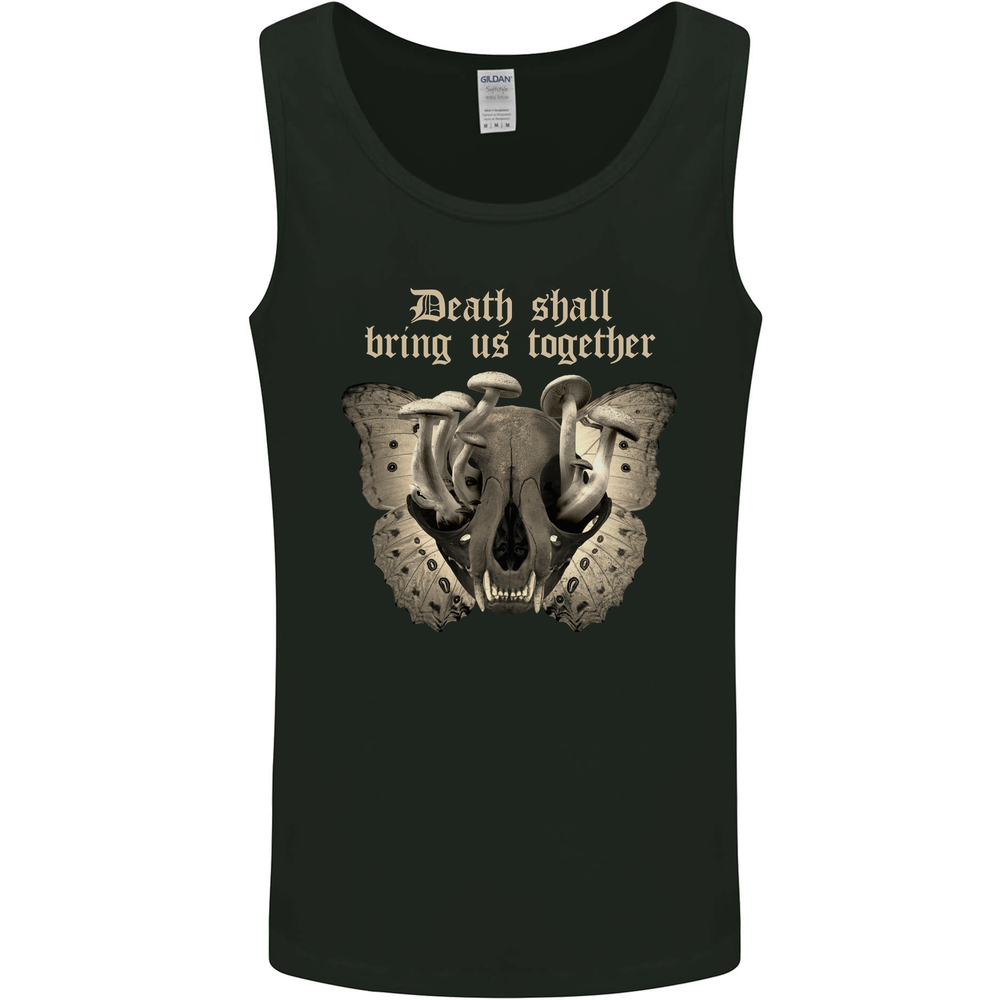 Death Together Butterfly Skull Mushrooms Mens Vest Tank Top
