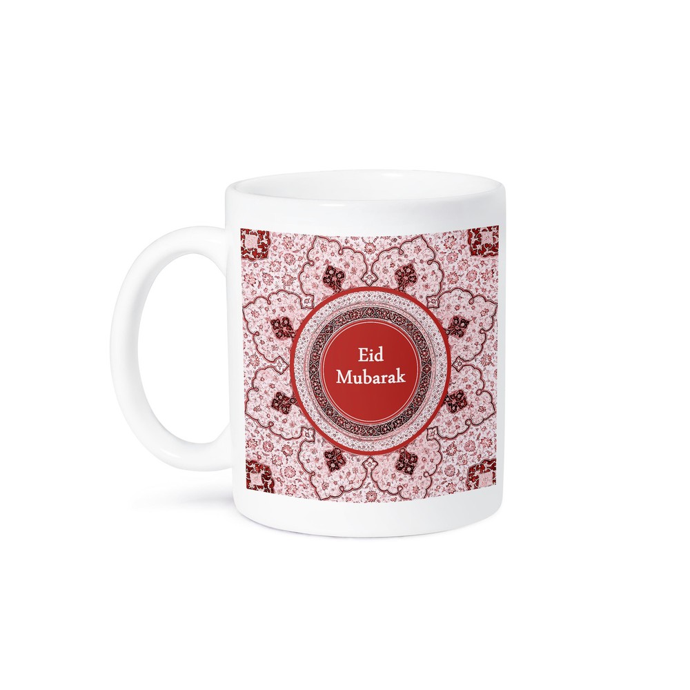 3dRose, Eid Mubarak - Red Blessed Happy Eid Greeting - Islam Muslim holiday, Mug