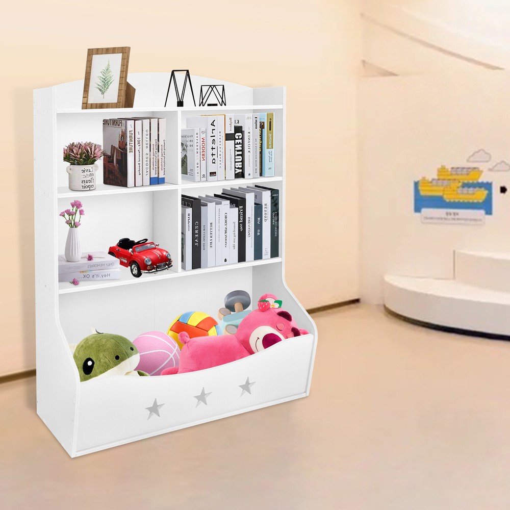 White Kids Toy Storage Bookcase Organizer for Playroom