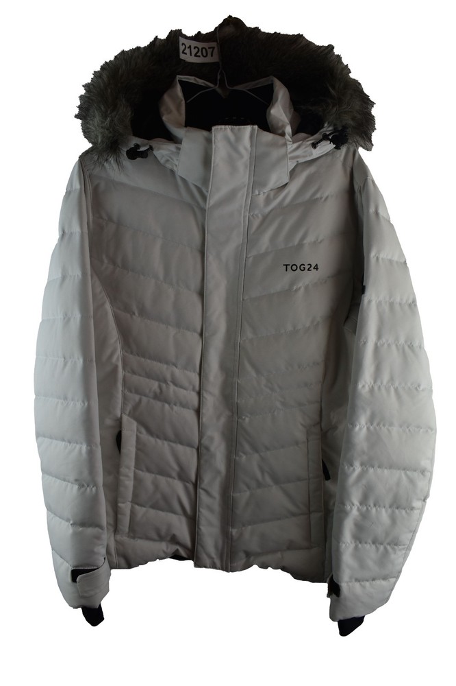 TOG24 White Padded Jacket size Uk 12 Womens Hooded Parka Casual Outdoors