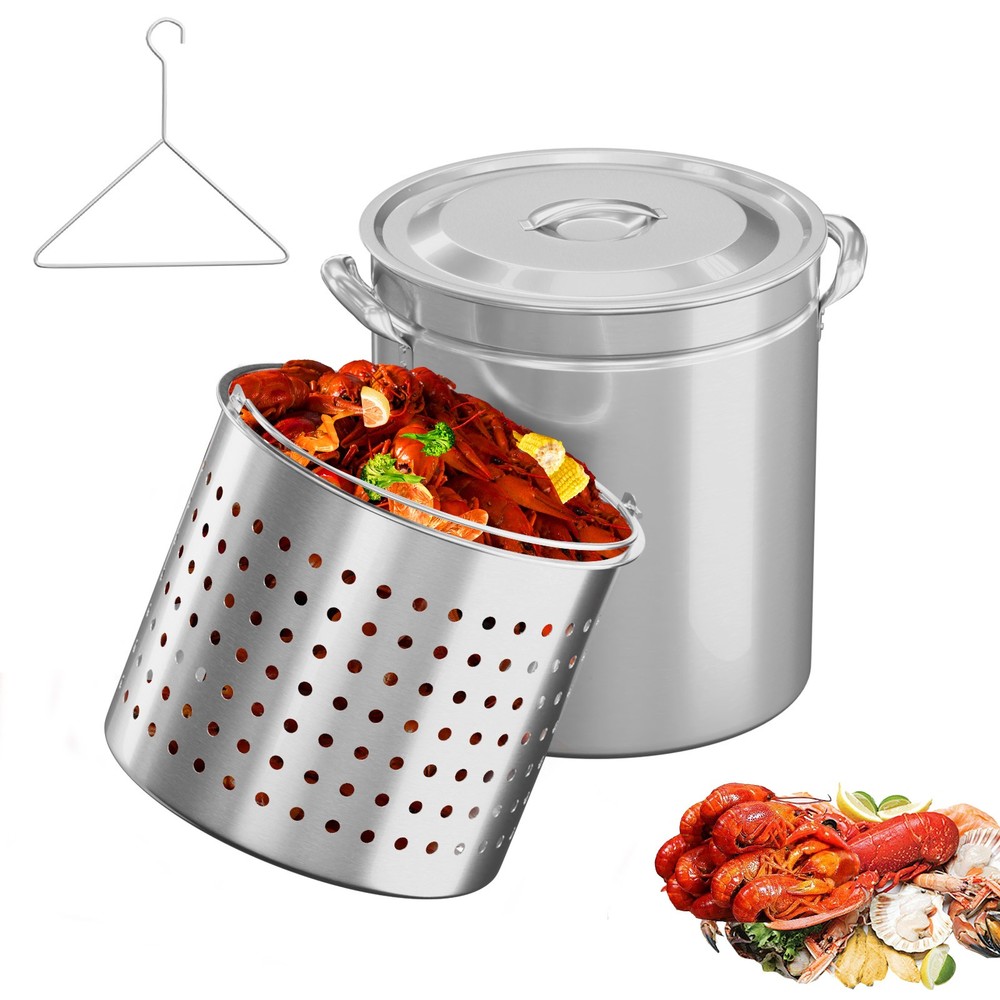 36 Qt Stainless Steel Turkey Fryer Pot with Lid & Basket for Seafood Boil