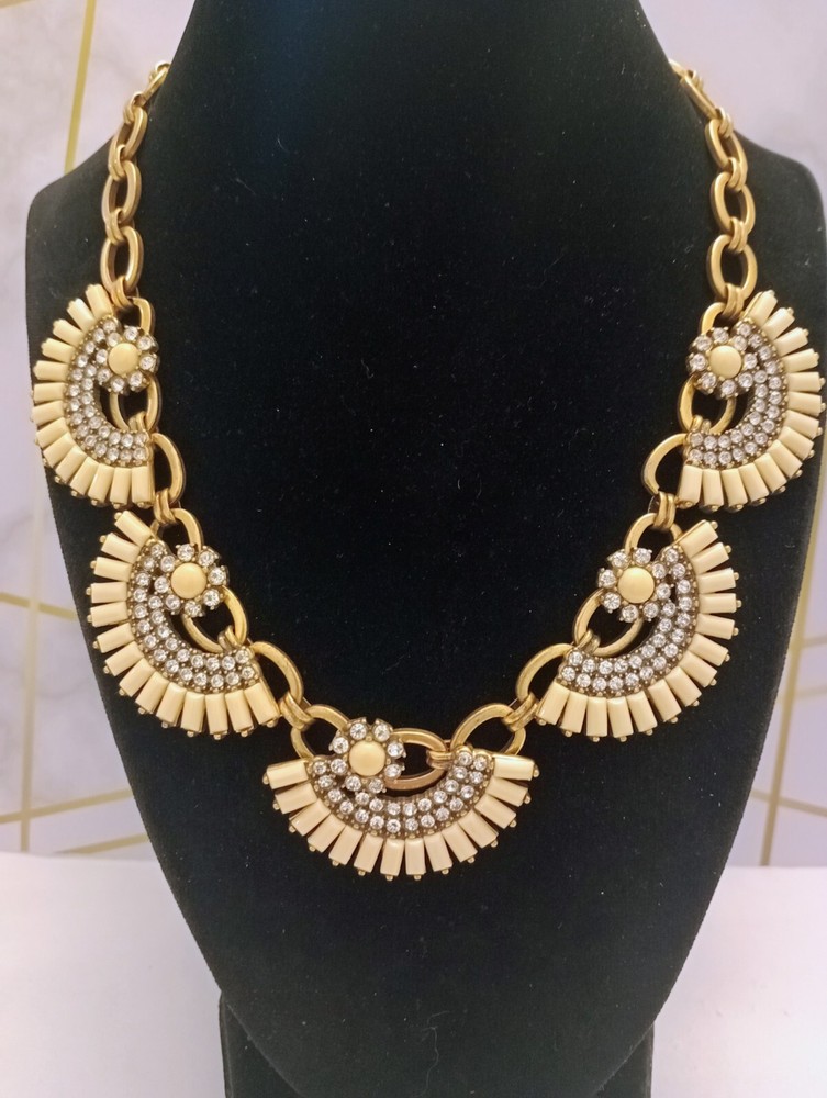 J. Crew clear rhinestone floral fan shaped statement necklace