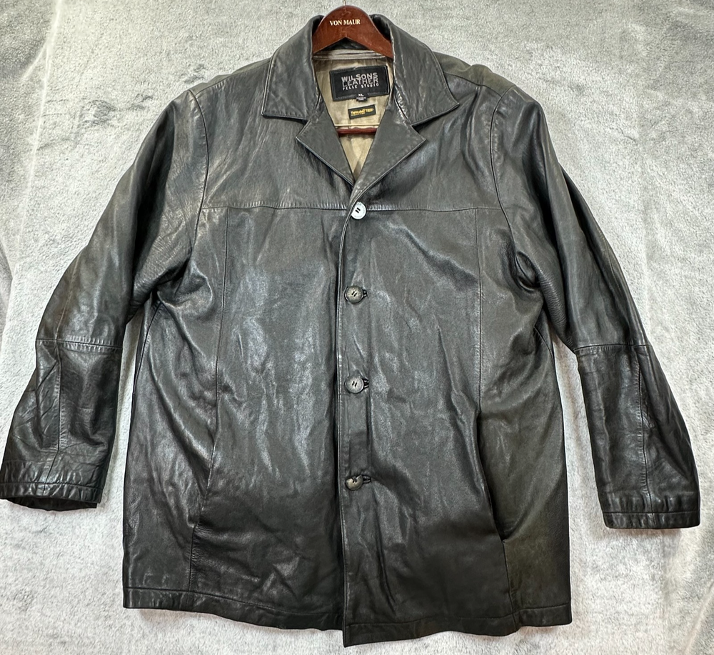 Wilsons Leather Pelle Studio Jacket Mens XL Black Thinsulate Ultra Soft Lined