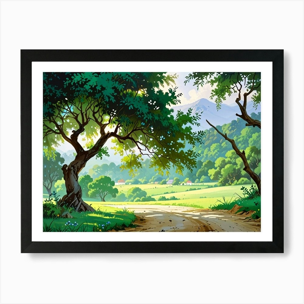Framed Landscape With Trees 10 Art Print Canvas Wall Decor Poster
