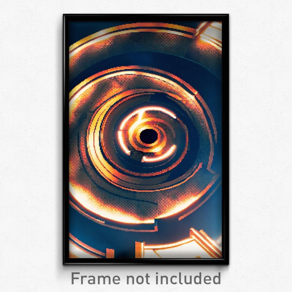 8 Bit Psychedelic Pixel Art Poster - Distinct Meander Video Game Print