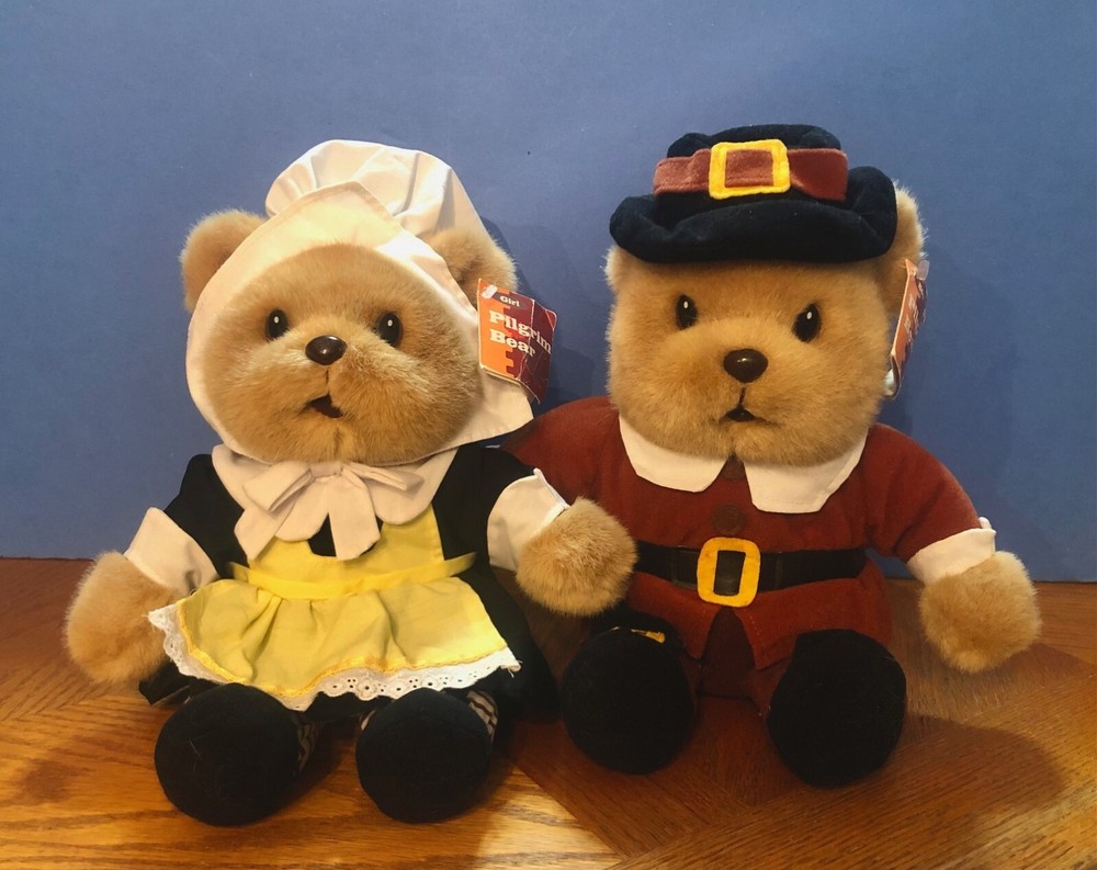 Pilgrim Bears Thanksgiving Plush Toy x2, 12