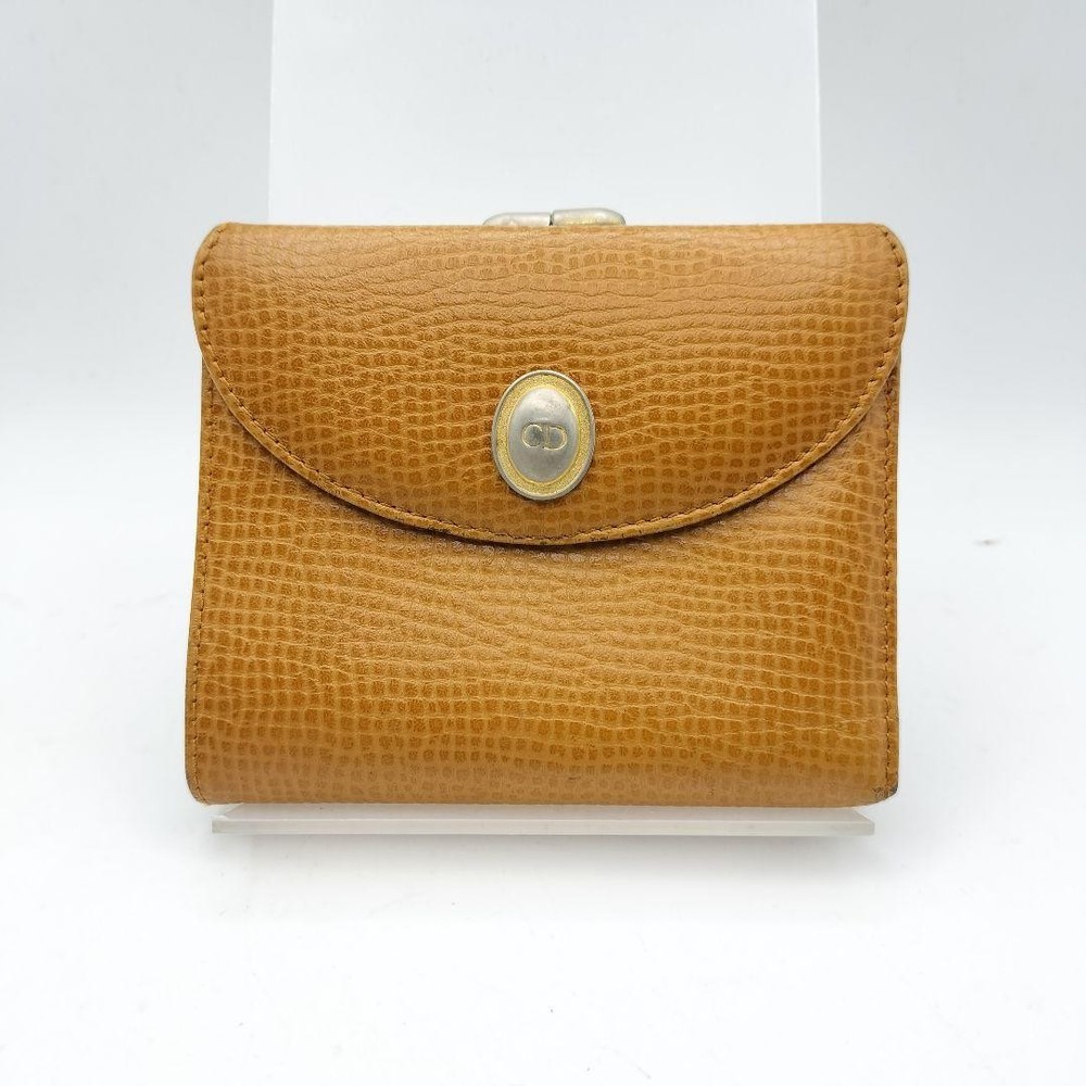 Christian Dior Light Brown Leather Folding Wallet