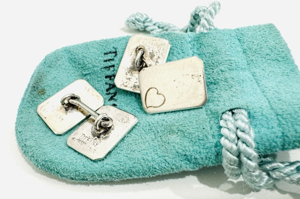 TIFFANY & CO ANTIQUE 1900s EDWARDIAN ERA ART DECO STERLING 925 CUFFLINKS