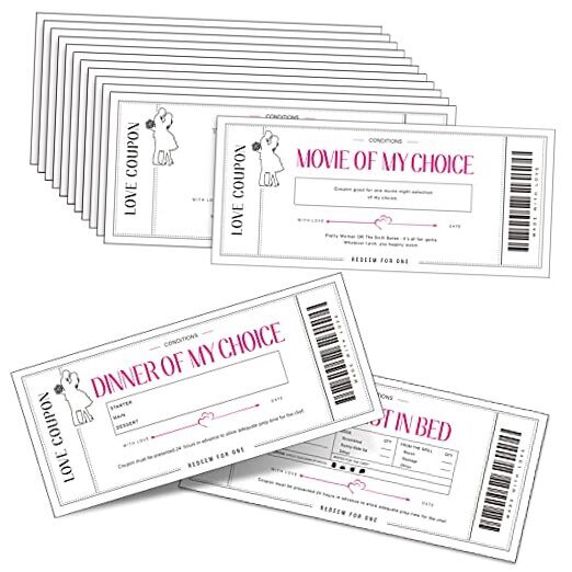 Zonon 20 Pieces Valentine's Day Love Coupon Cards for Sweet Couple, Husband,-image