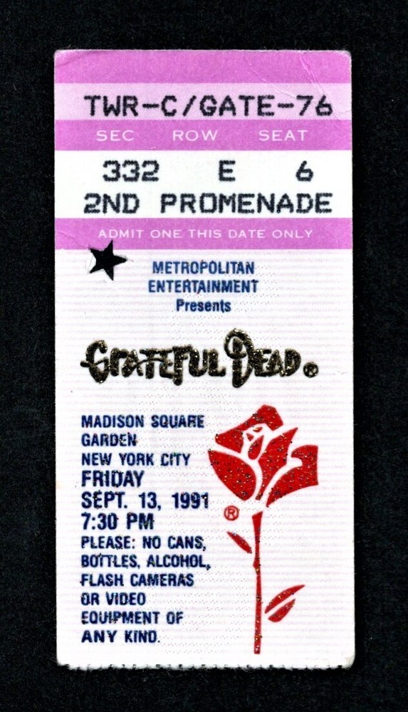 orig. Sept. 13, 1991 GRATEFUL DEAD *Concert Ticket Stub* Madison Square Garden