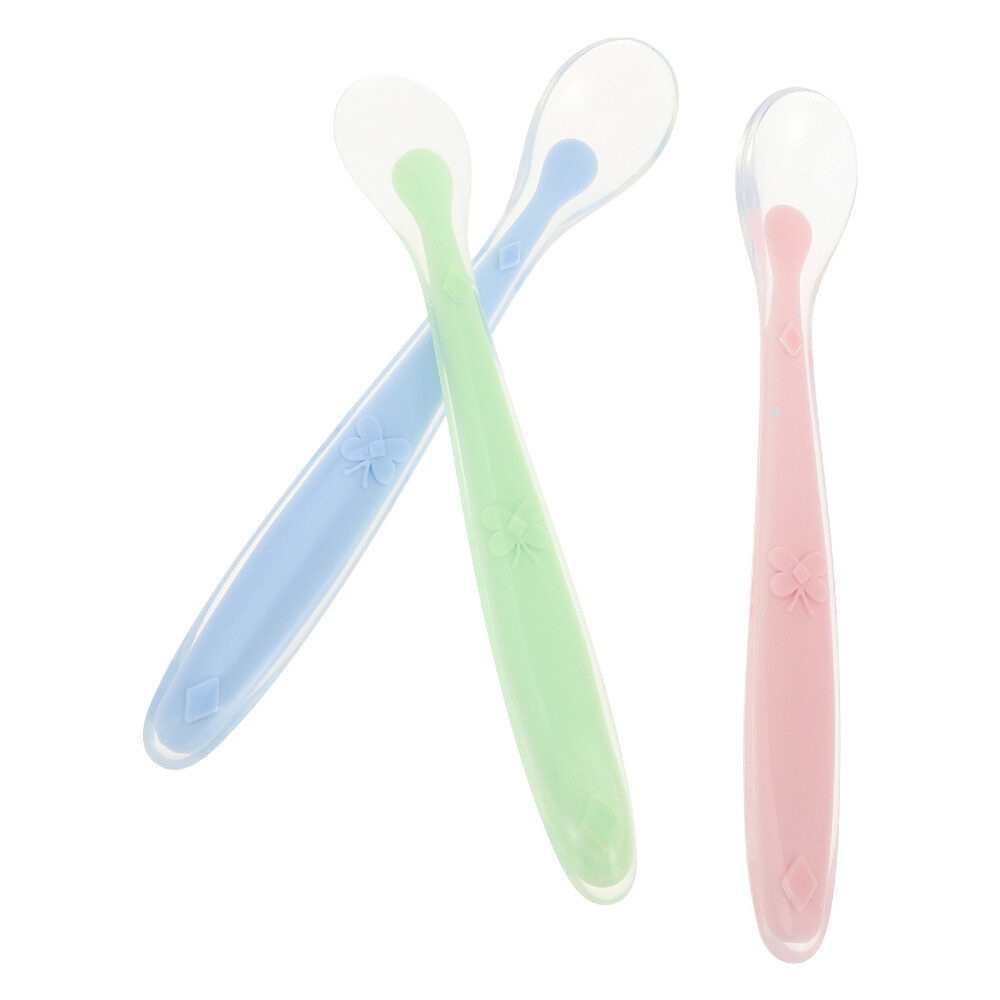 3PCS Silicone Baby Feeding Spoon Infant Complementary Food Spoon Baby Spoon