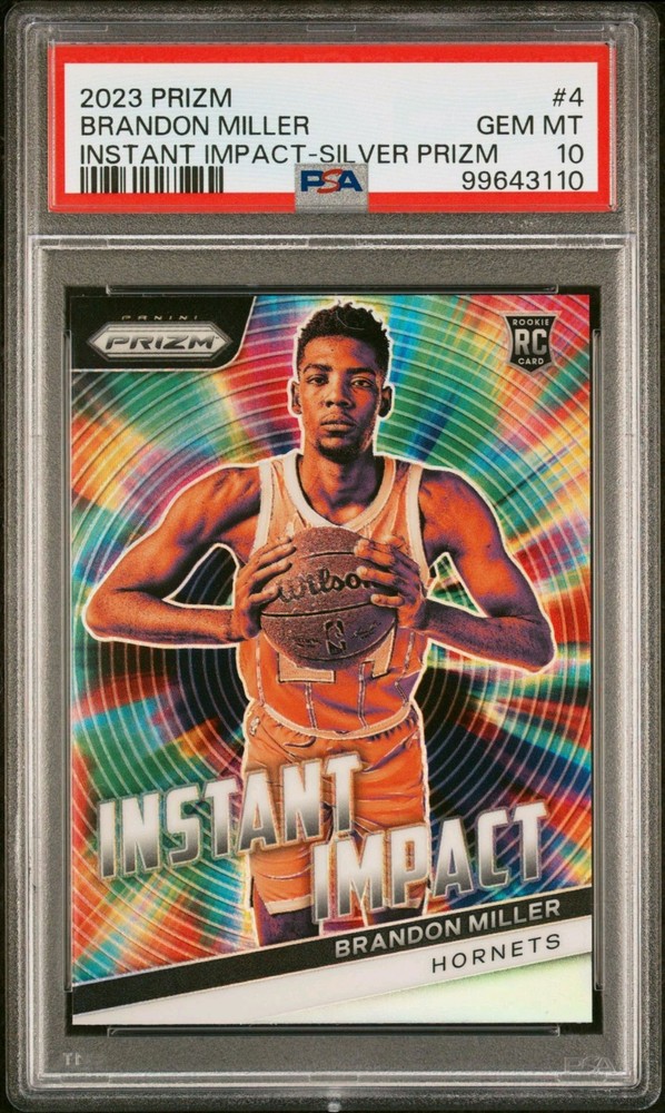 2023-24 Prizm Instant Impact Silver Brandon Miller RC PSA 10 GEM-MINT Hornets Rookie Card