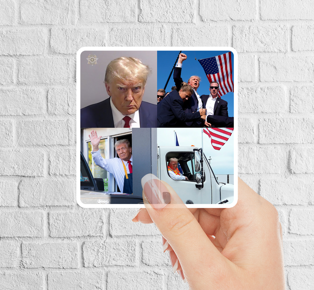 NEW- TRUMP 2024 Sticker - Felon - Garbage Truck - Fight Decal - 3.4 x 3.4 INCHES