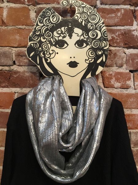 INC Silver Grey Liquid Shine O/S Infinity Scarf New International Concepts