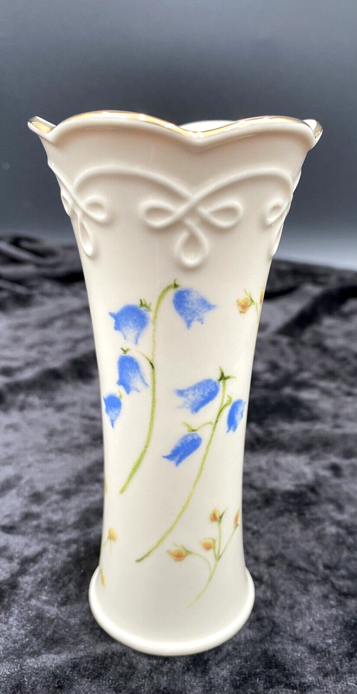 Lenox Bud Vase, #772474,  Bluebells & Tea Roses, Gold Trim, Embossed Swirls, 5