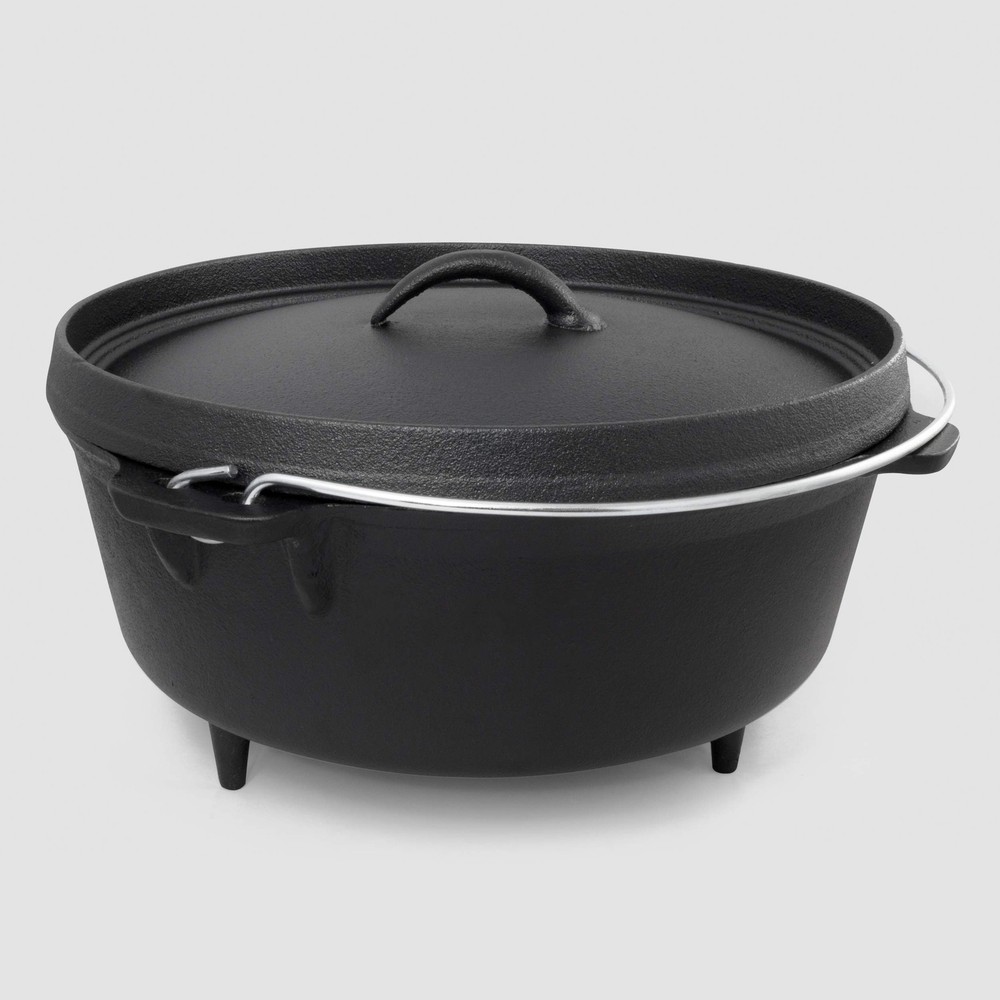 ExcelSteel Oil-Seasoned Outdoor Cooking Pot with Handle & Leg Base