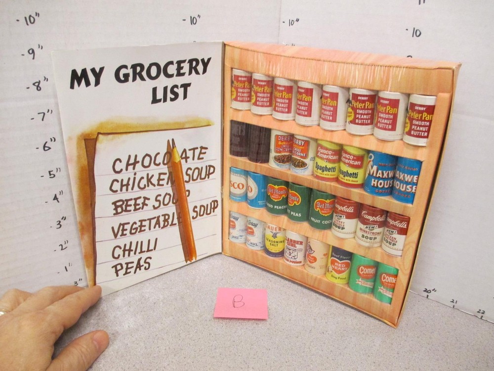 Grocery Store 1950s food toy playset Hersheys Peter Pan Crisco Gerber Campbell's