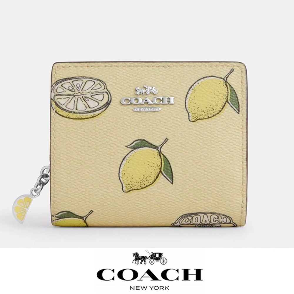 NWT ❤️ Coach Snap Wallet With Lemon Print