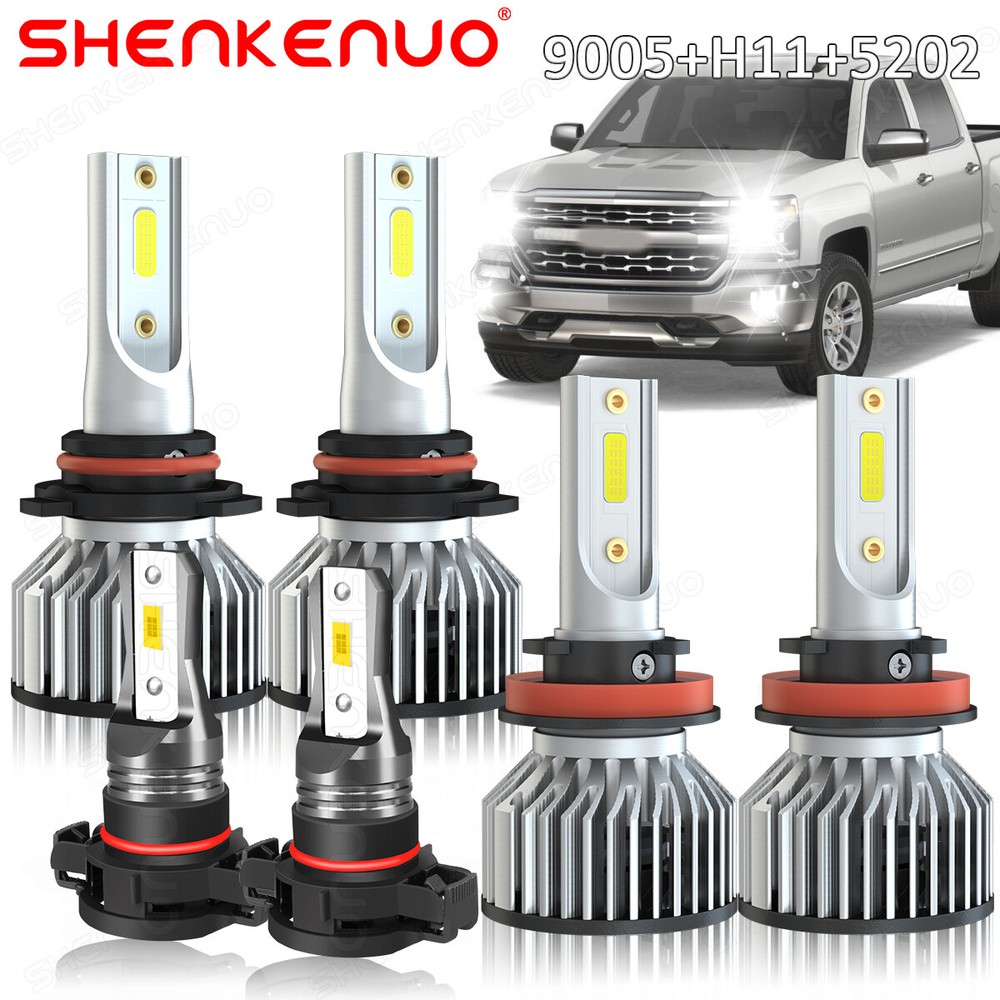 For Chevy Suburban Tahoe 2007-2014 LED Headlight + Fog Light Bulbs Combo 6000K